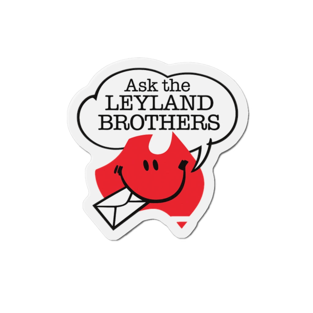 Die-Cut Magnet — "Ask the Leyland Brothers" Retro Smiley Map Magnet