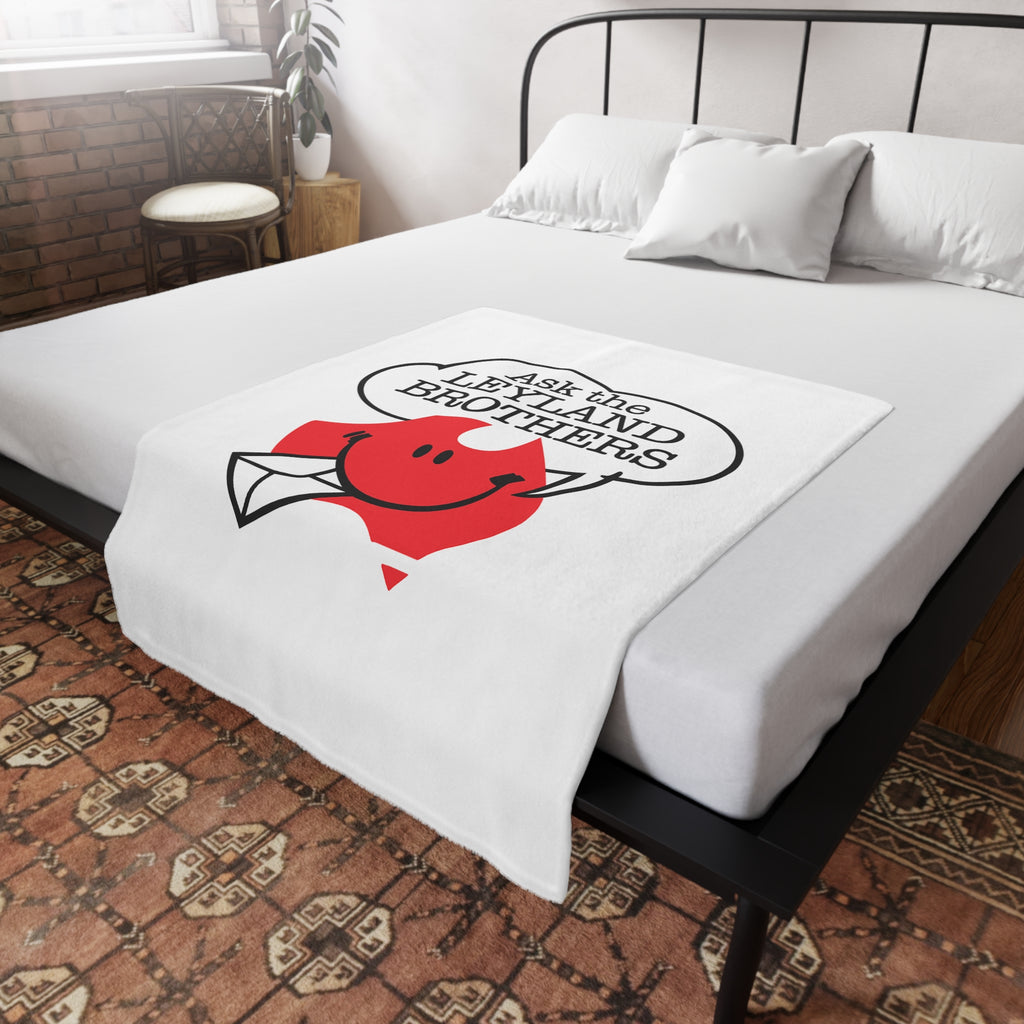 Plush Blanket — "Ask the Leyland Brothers" Retro Aussie Smiley Mail Design