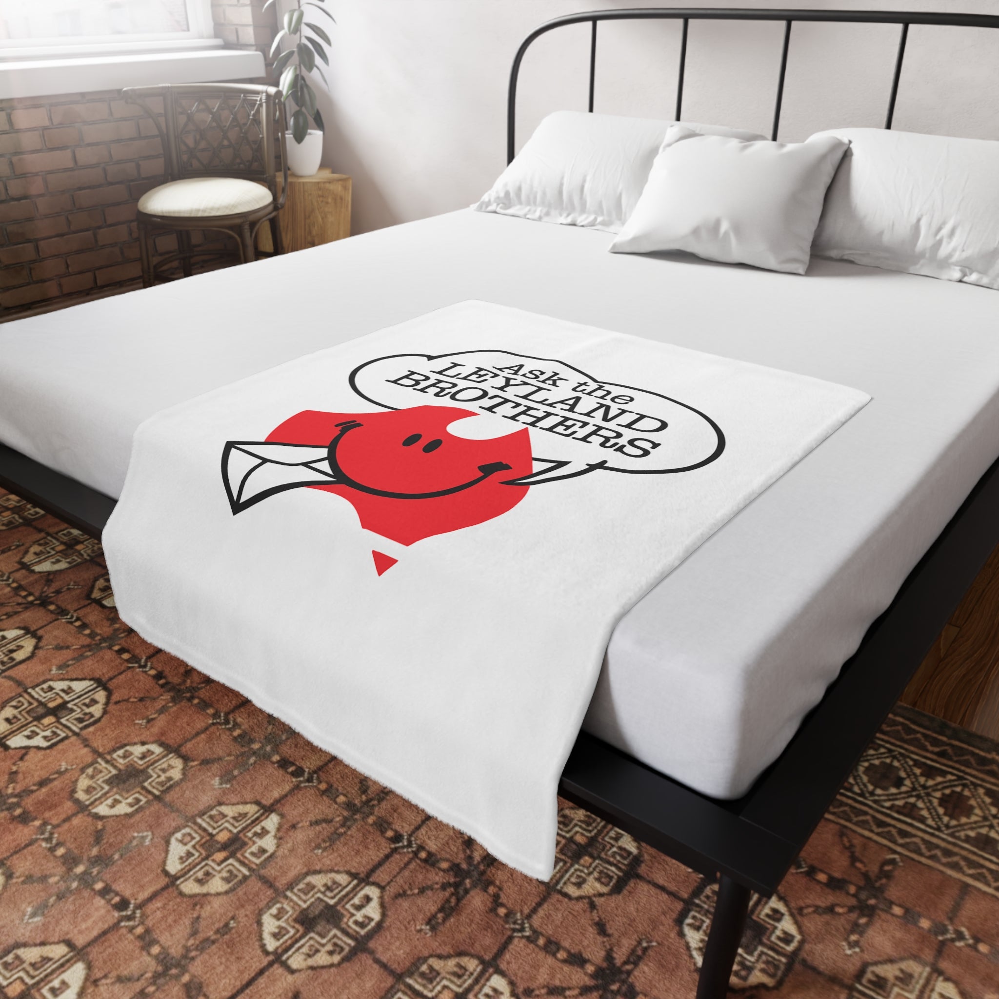 Plush Blanket — "Ask the Leyland Brothers" Retro Aussie Smiley Mail Design