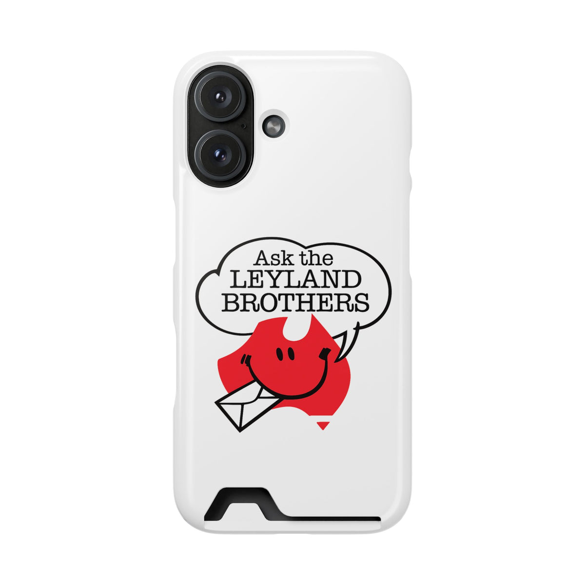 Ask the Leyland Brothers Phone Case with Card Holder — Retro Travel Logo Protective Cover