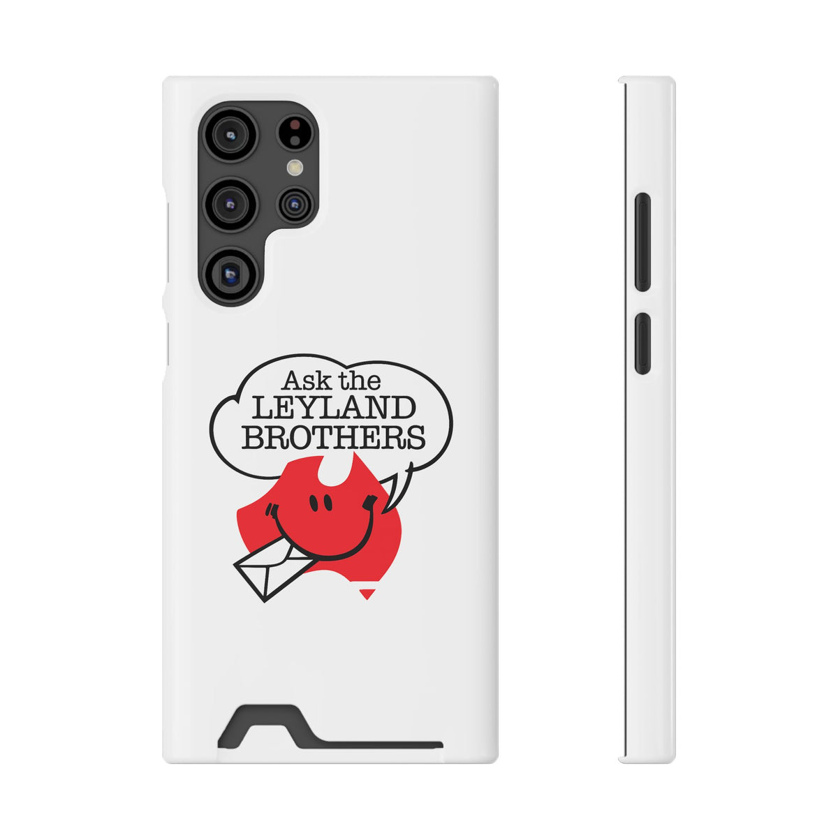 Ask the Leyland Brothers Phone Case with Card Holder — Retro Travel Logo Protective Cover
