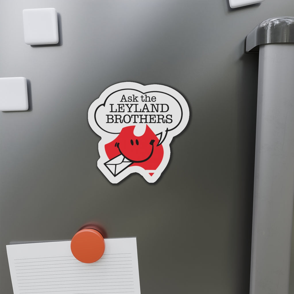 Die-Cut Magnet — "Ask the Leyland Brothers" Retro Smiley Map Magnet