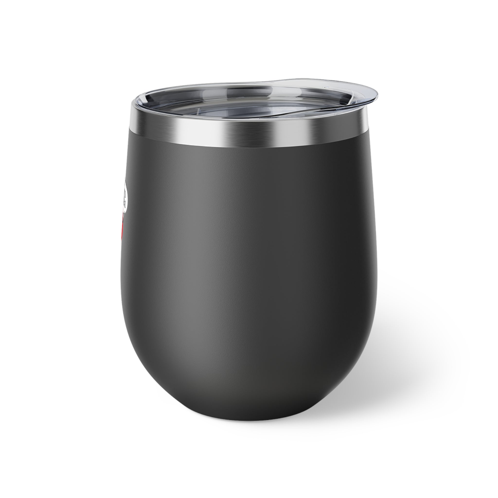 Insulated Wine Tumbler — "Ask the Leyland Brothers" Retro Travel Sticker Design, 12oz Copper Vacuum