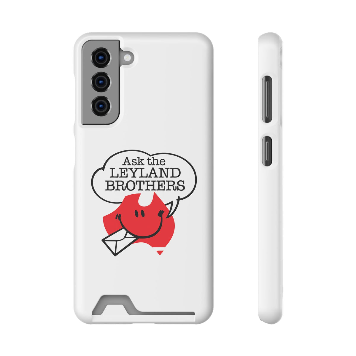 Ask the Leyland Brothers Phone Case with Card Holder — Retro Travel Logo Protective Cover