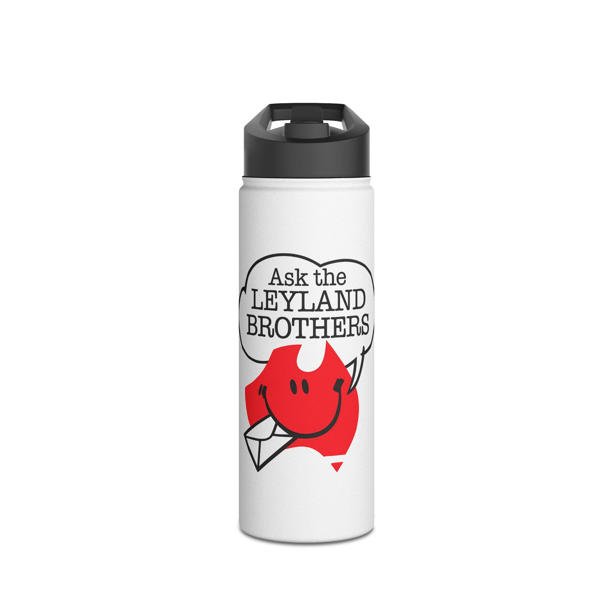 Stainless Water Bottle — “Ask the Leyland Brothers” Retro Smiley Australia Design