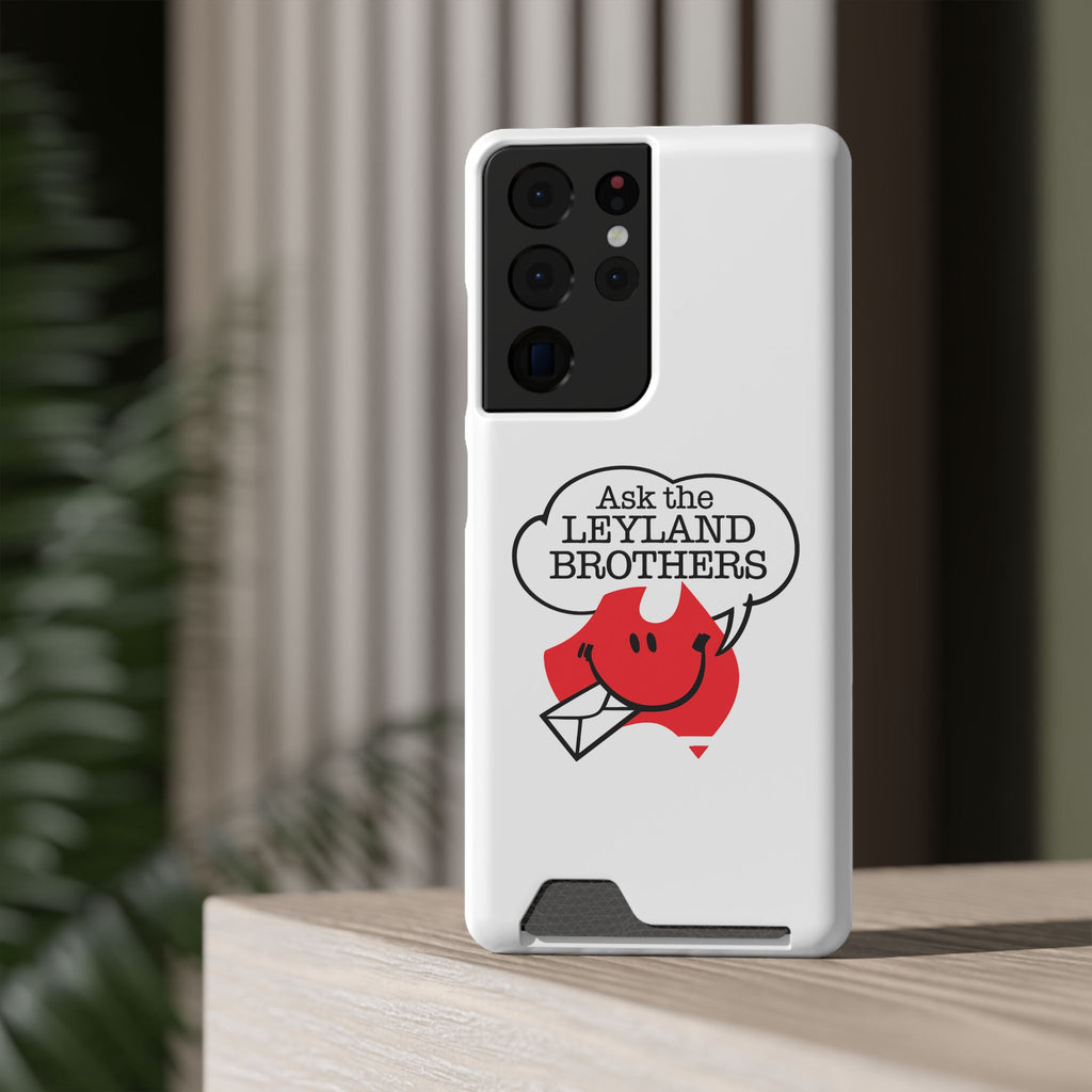 Ask the Leyland Brothers Phone Case with Card Holder — Retro Travel Logo Protective Cover
