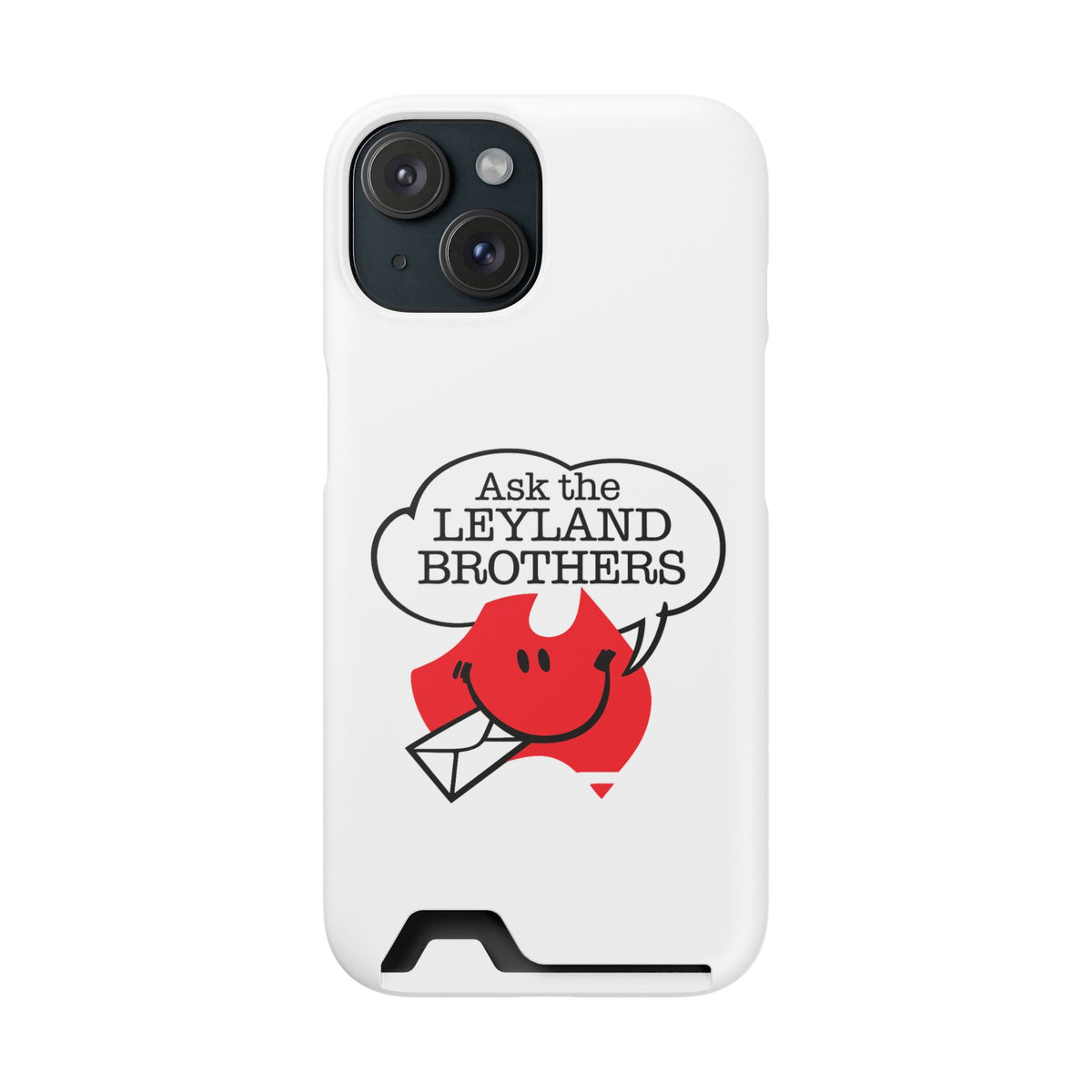 Ask the Leyland Brothers Phone Case with Card Holder — Retro Travel Logo Protective Cover