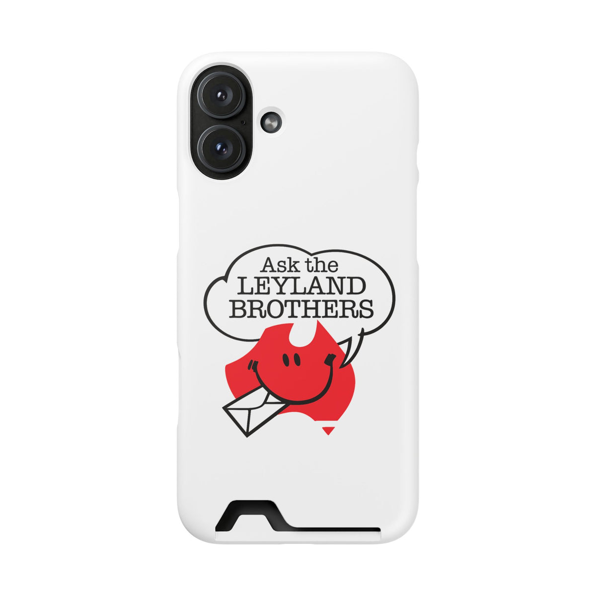 Ask the Leyland Brothers Phone Case with Card Holder — Retro Travel Logo Protective Cover