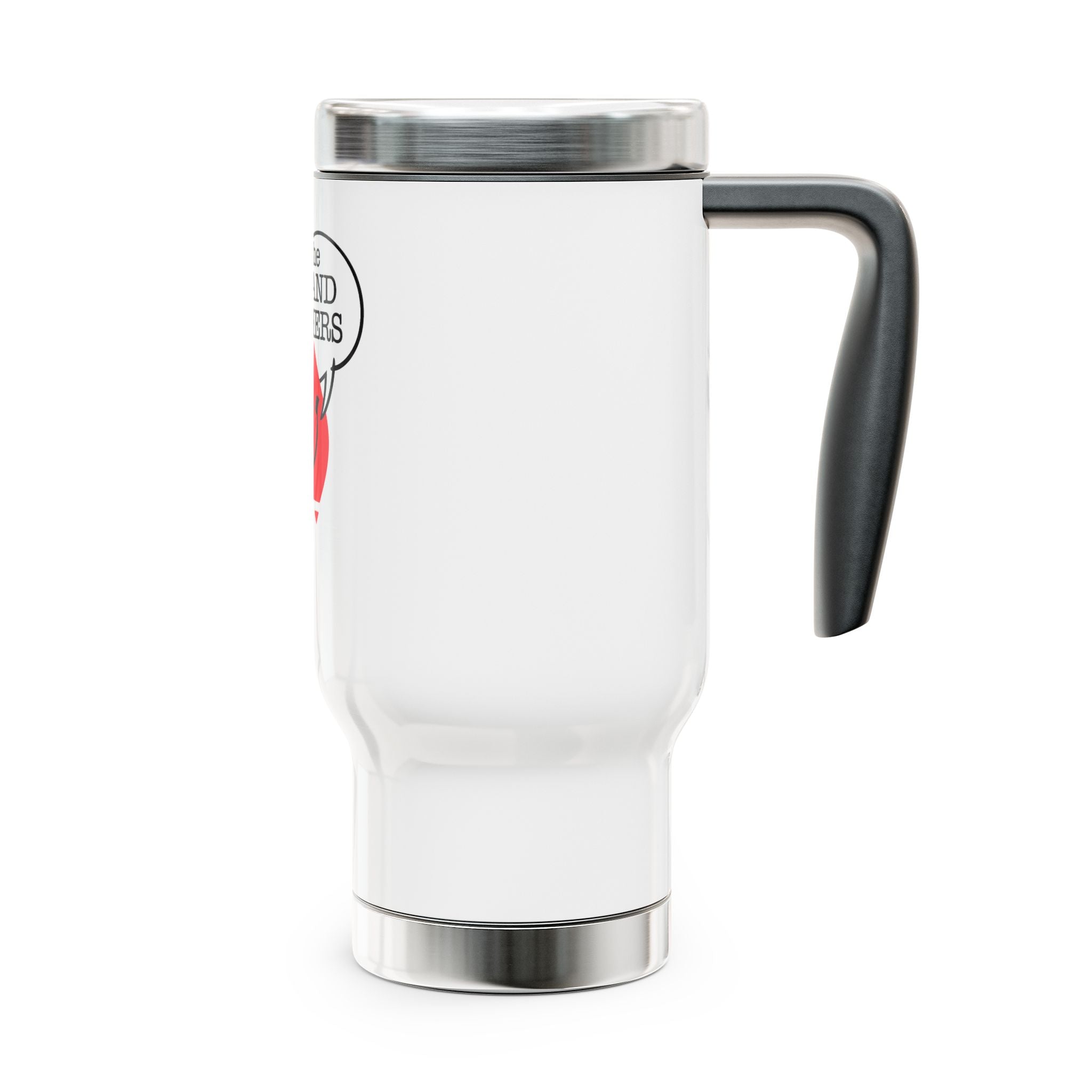 Travel Mug — “Ask the Leyland Brothers” Cute Retro Smiley Mail Graphic 14oz