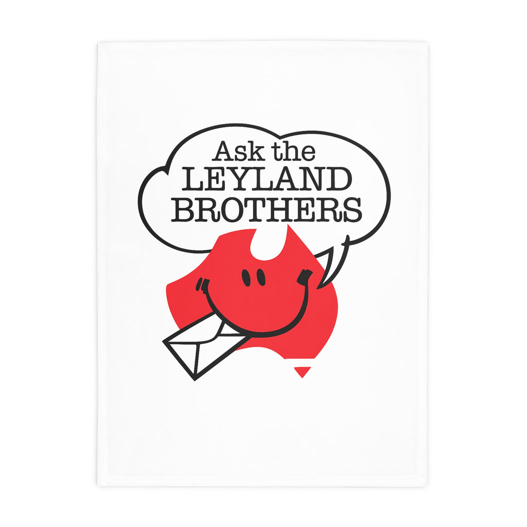 Plush Blanket — "Ask the Leyland Brothers" Retro Aussie Smiley Mail Design