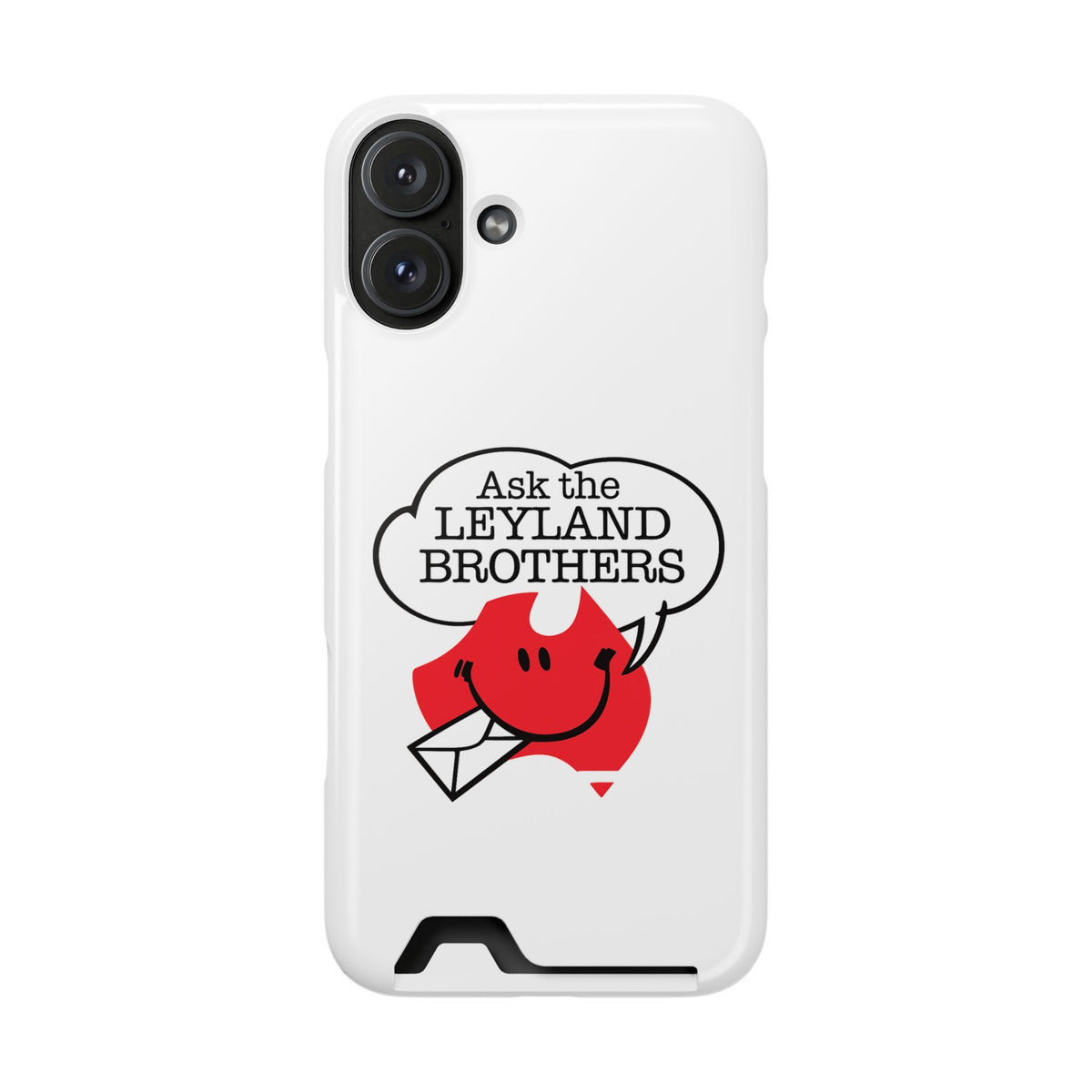 Ask the Leyland Brothers Phone Case with Card Holder — Retro Travel Logo Protective Cover