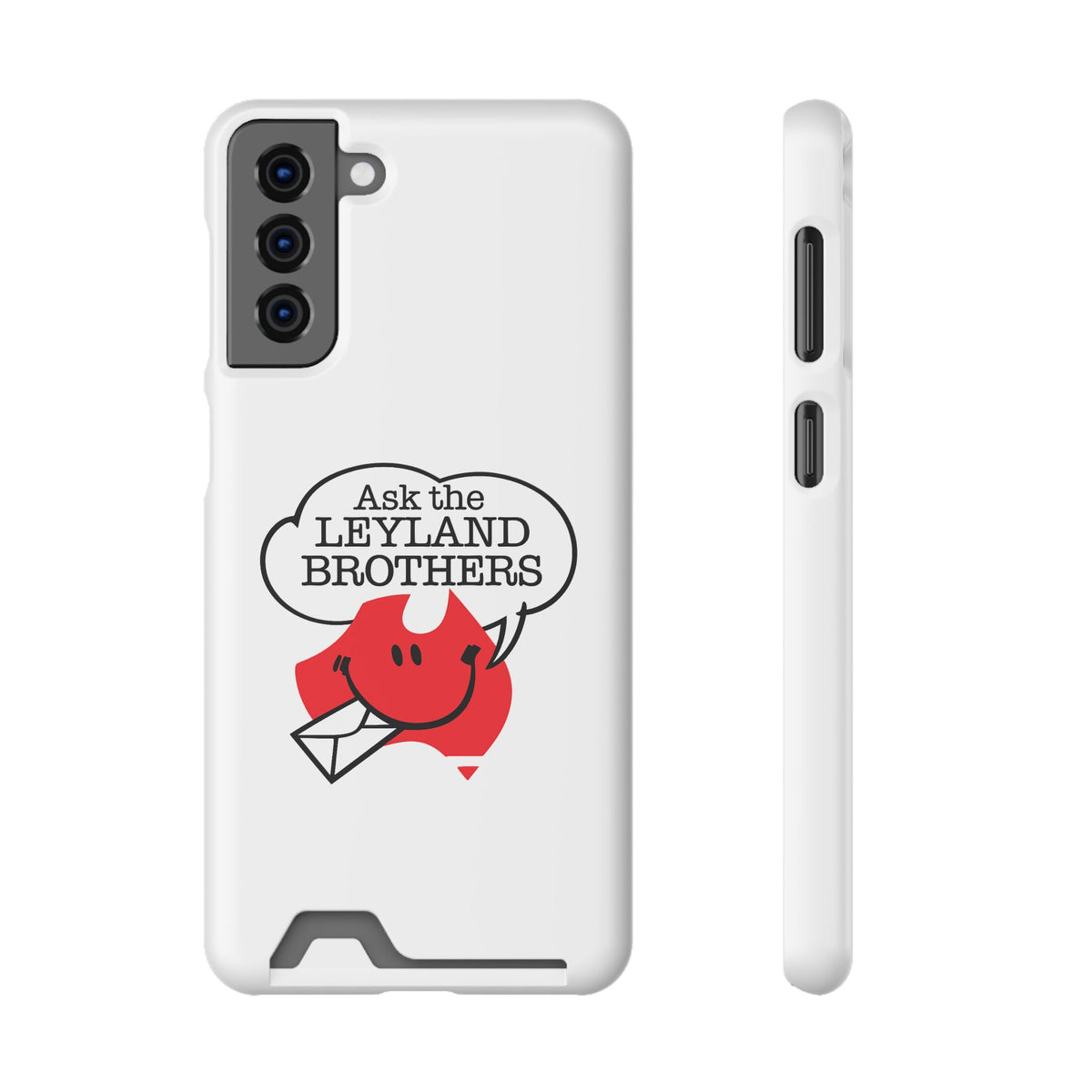 Ask the Leyland Brothers Phone Case with Card Holder — Retro Travel Logo Protective Cover