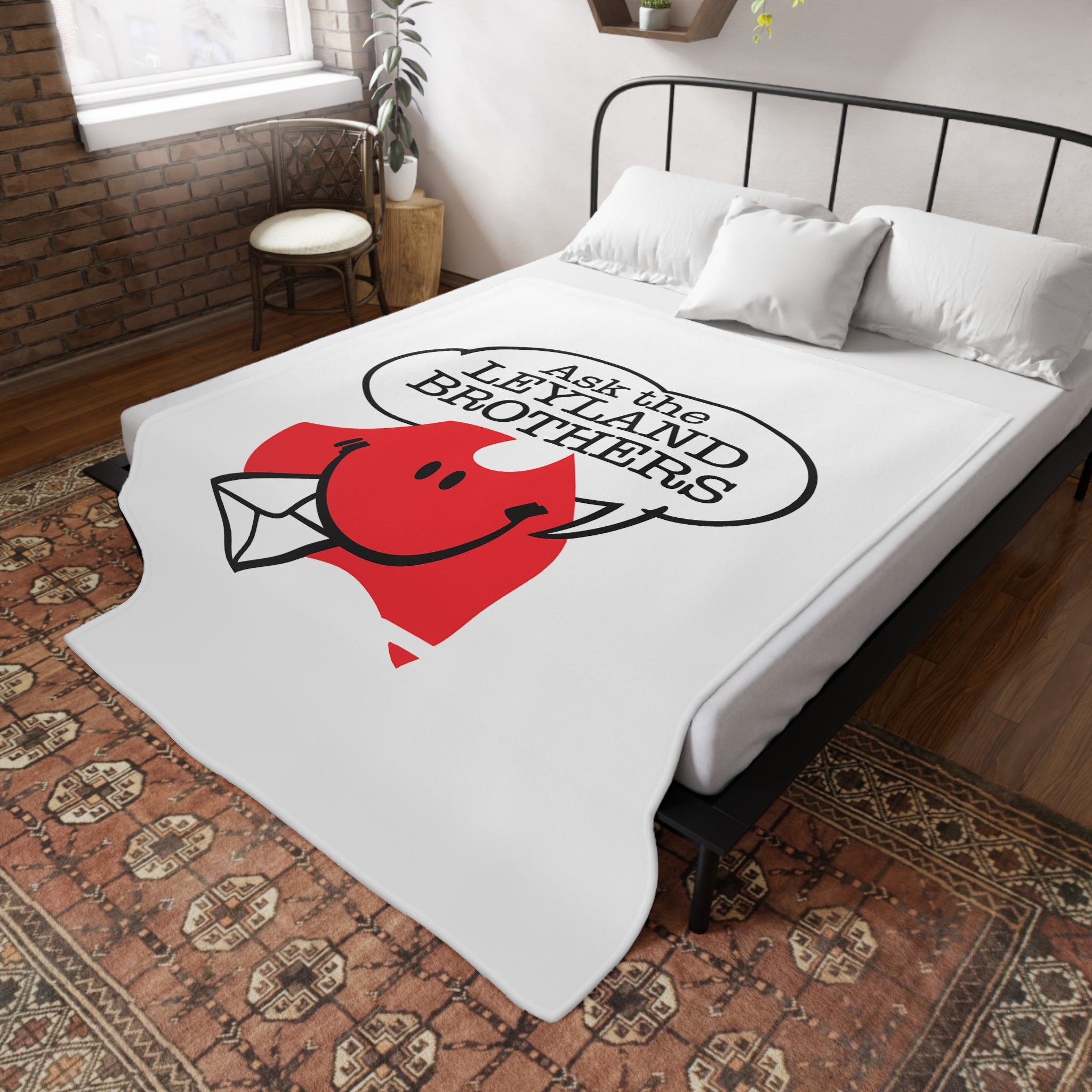 Plush Blanket — "Ask the Leyland Brothers" Retro Aussie Smiley Mail Design