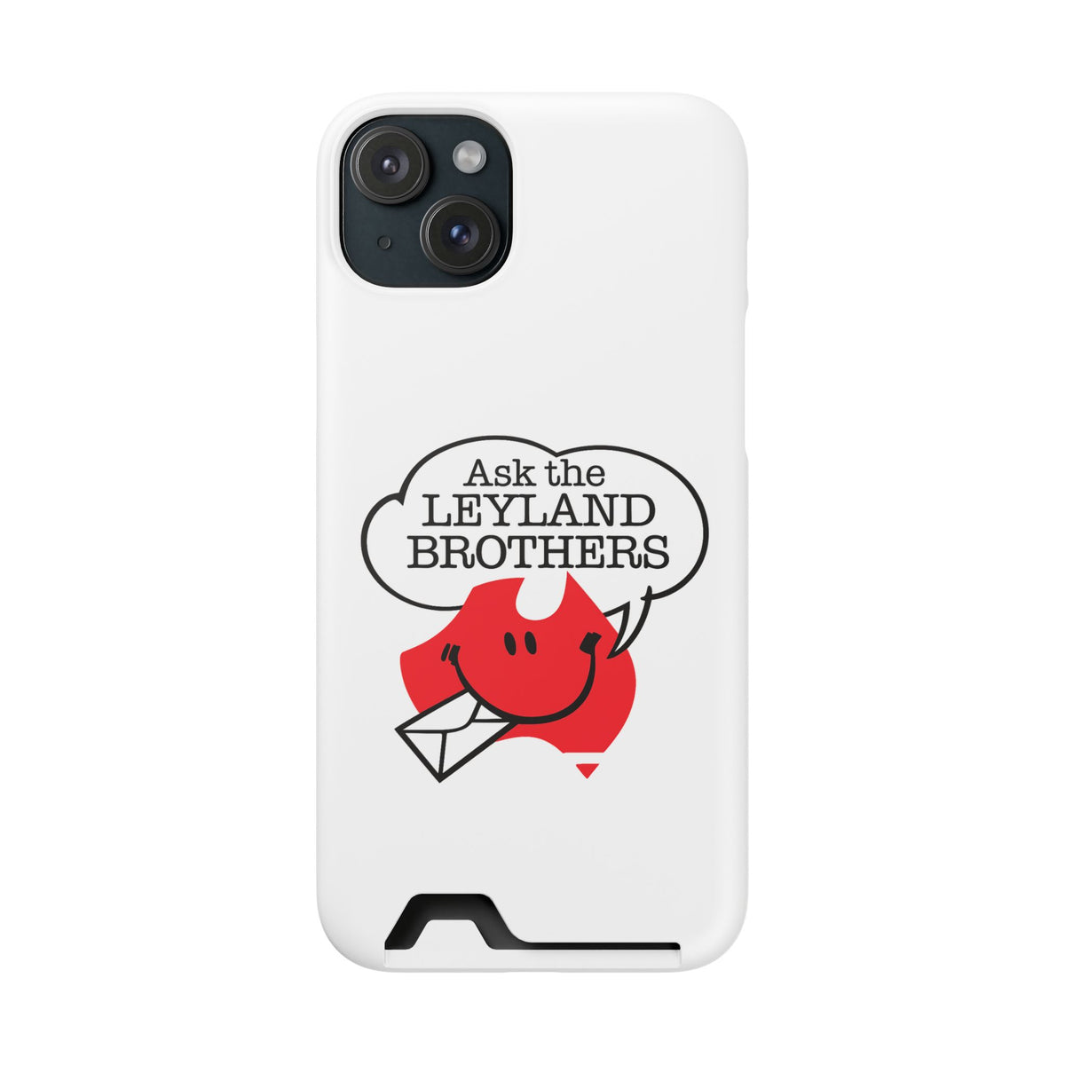 Ask the Leyland Brothers Phone Case with Card Holder — Retro Travel Logo Protective Cover