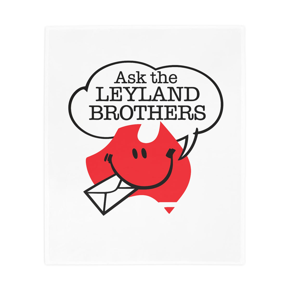 Plush Blanket — "Ask the Leyland Brothers" Retro Aussie Smiley Mail Design