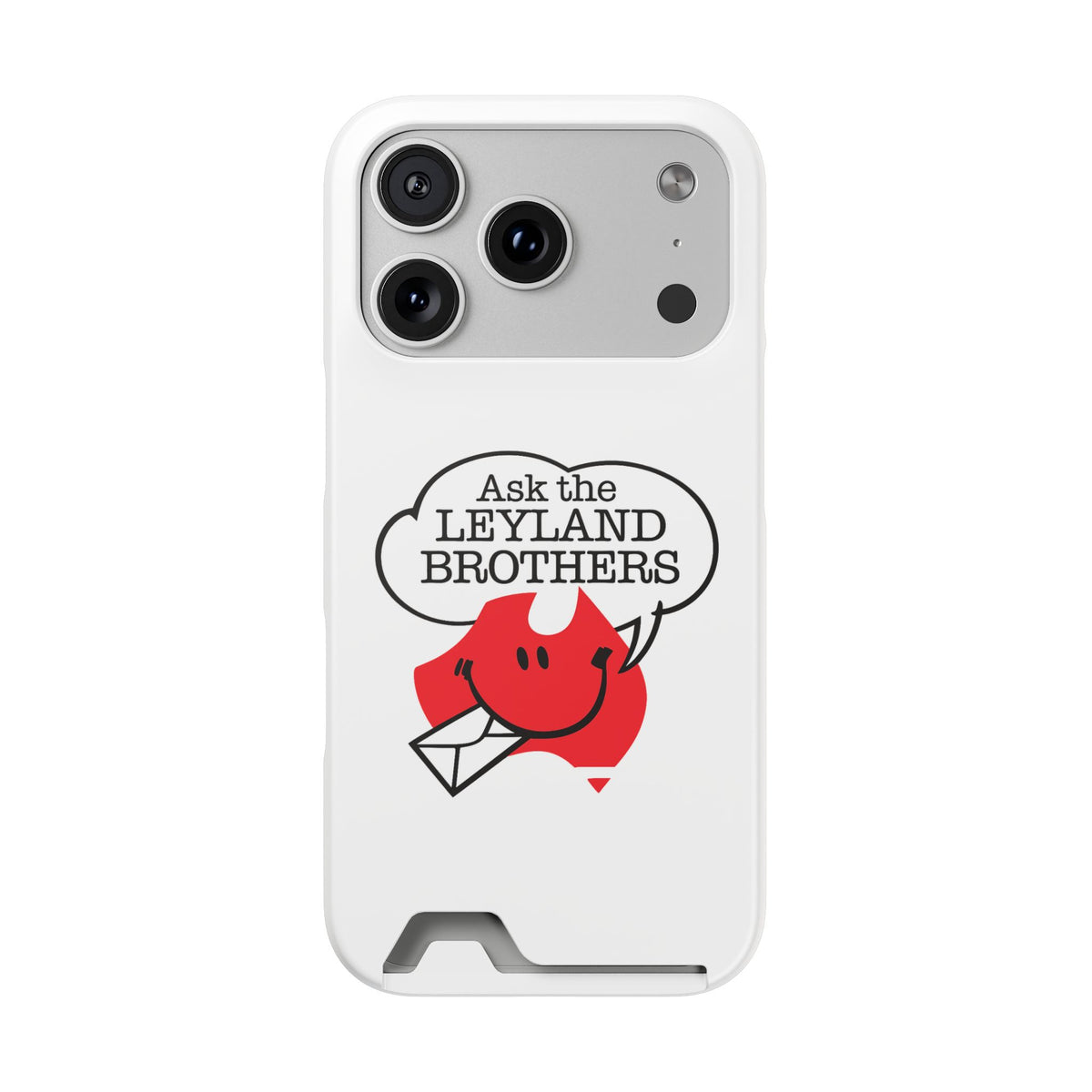 Ask the Leyland Brothers Phone Case with Card Holder — Retro Travel Logo Protective Cover