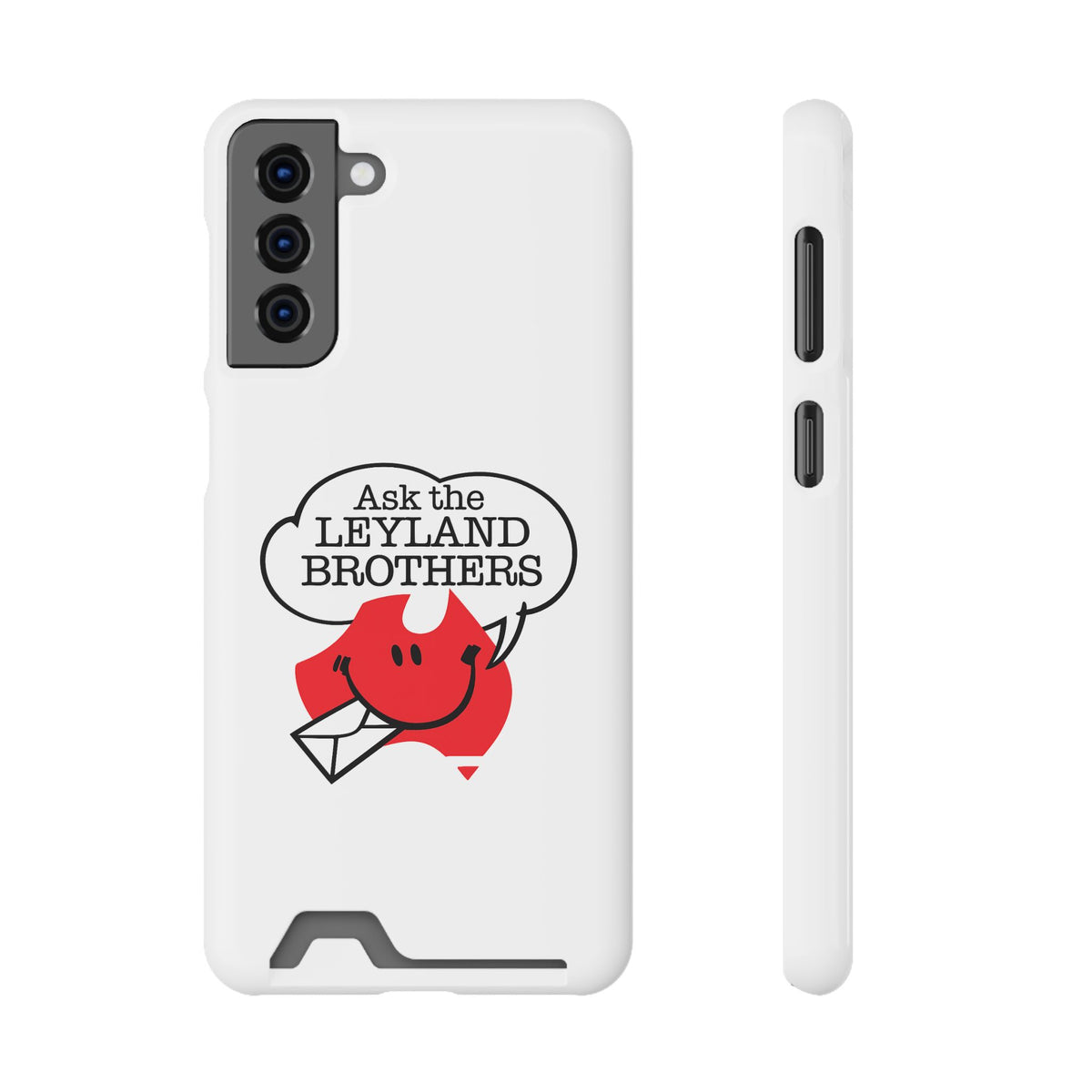 Ask the Leyland Brothers Phone Case with Card Holder — Retro Travel Logo Protective Cover