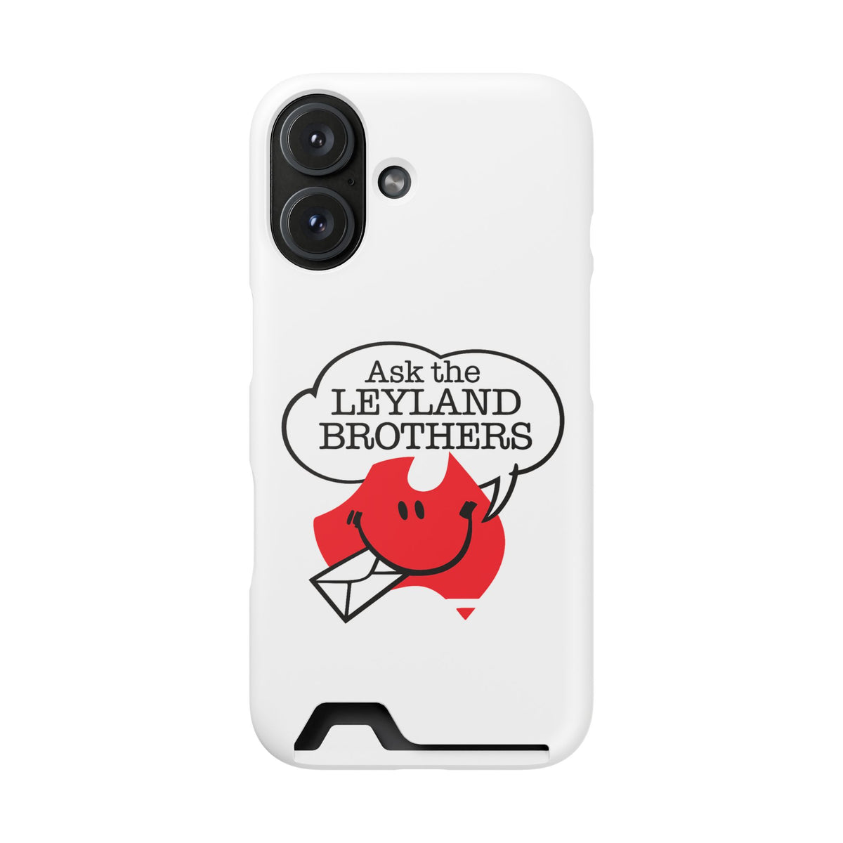 Ask the Leyland Brothers Phone Case with Card Holder — Retro Travel Logo Protective Cover