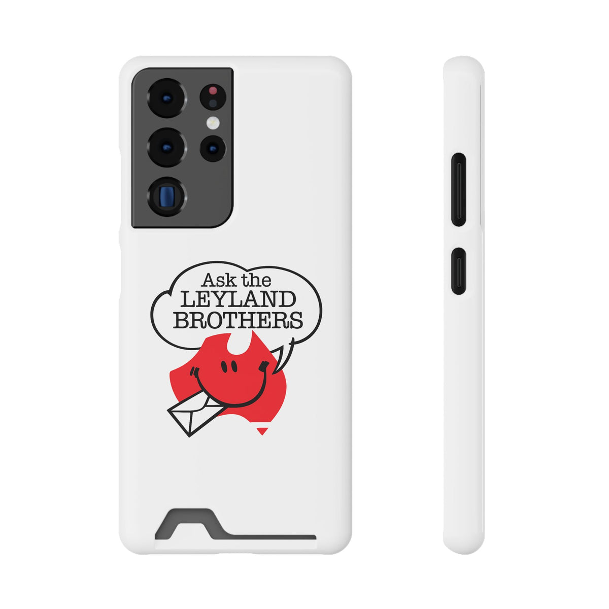 Ask the Leyland Brothers Phone Case with Card Holder — Retro Travel Logo Protective Cover