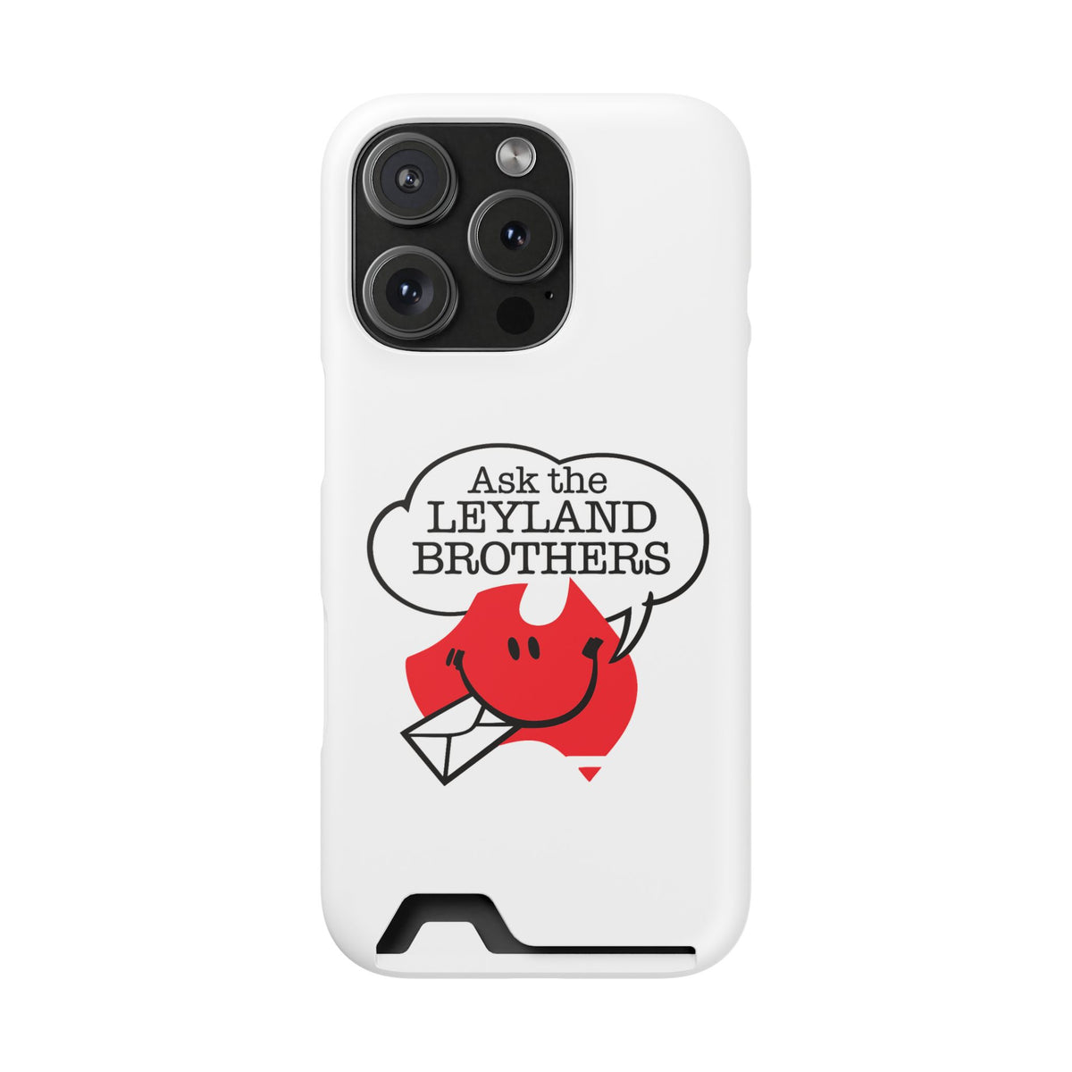 Ask the Leyland Brothers Phone Case with Card Holder — Retro Travel Logo Protective Cover