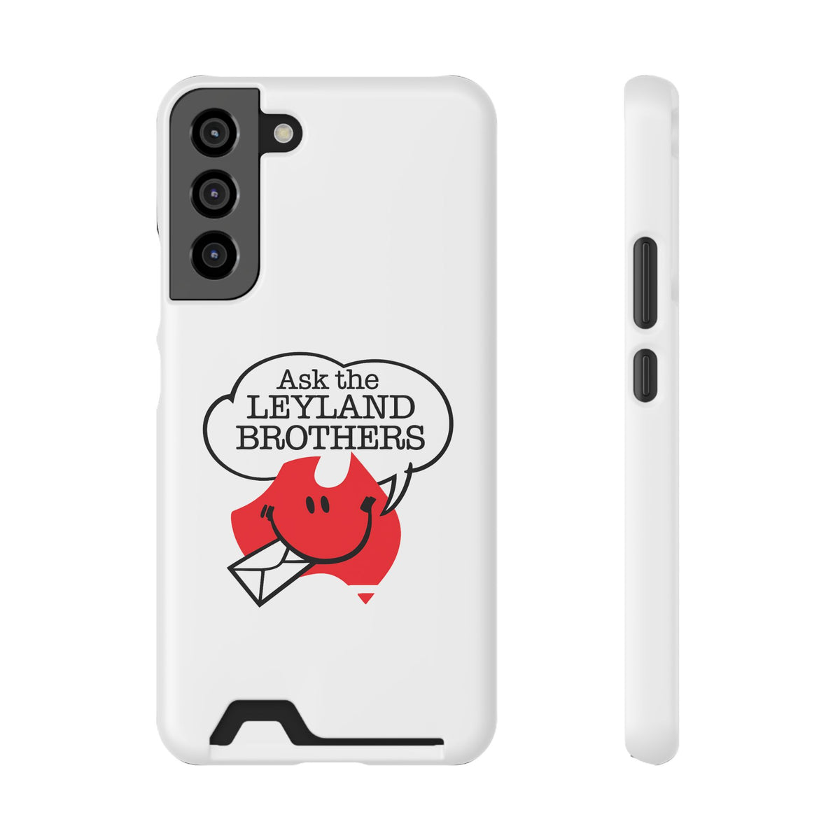 Ask the Leyland Brothers Phone Case with Card Holder — Retro Travel Logo Protective Cover