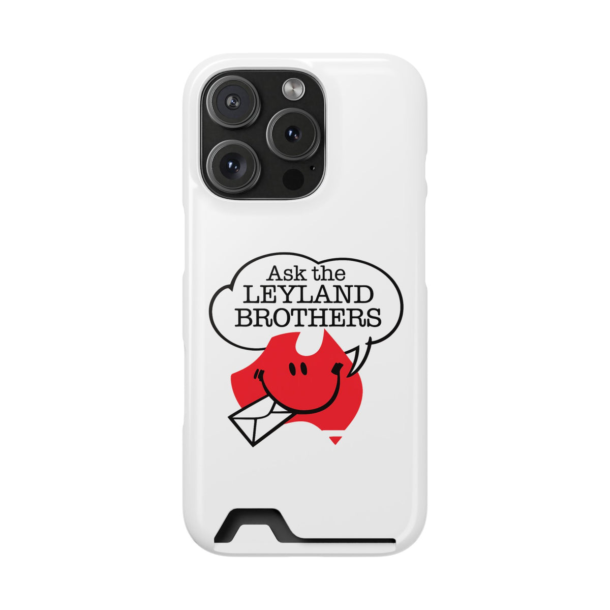 Ask the Leyland Brothers Phone Case with Card Holder — Retro Travel Logo Protective Cover