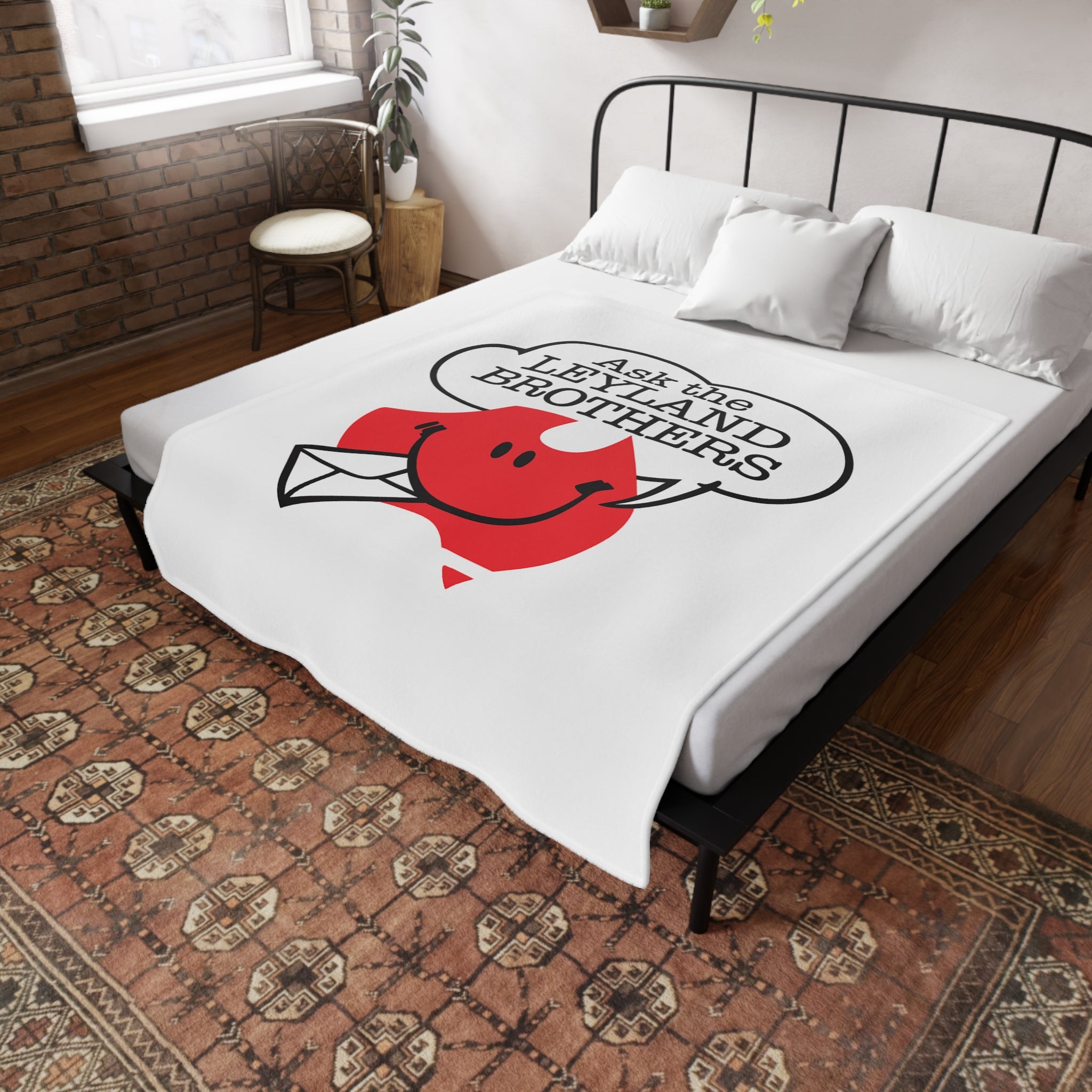 Plush Blanket — "Ask the Leyland Brothers" Retro Aussie Smiley Mail Design