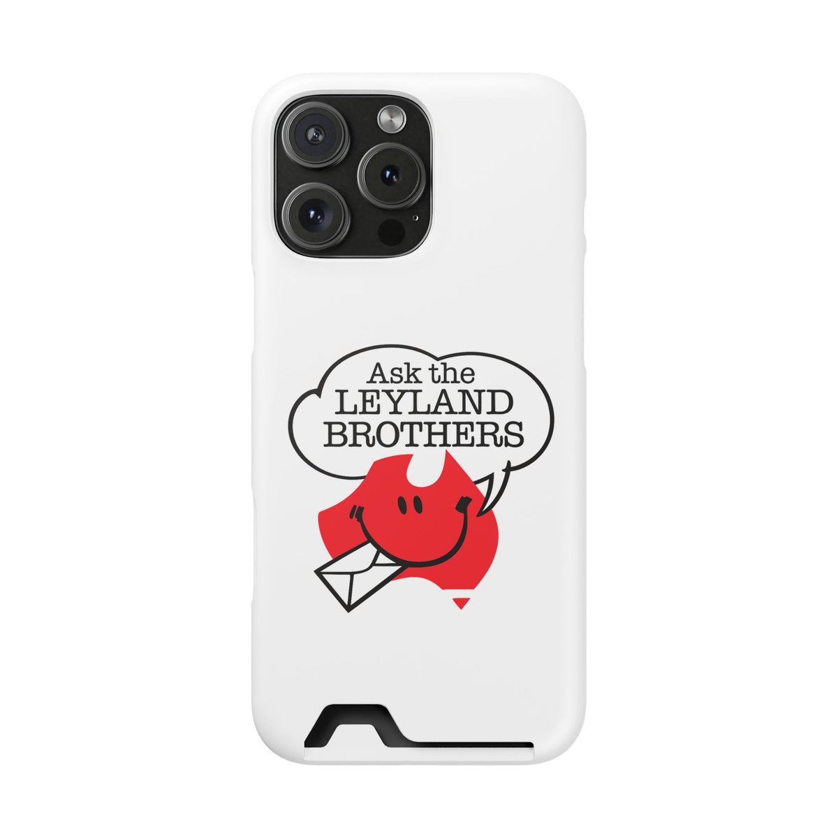Ask the Leyland Brothers Phone Case with Card Holder — Retro Travel Logo Protective Cover