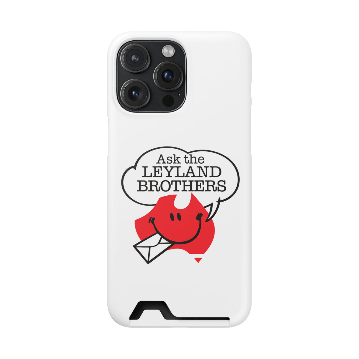 Ask the Leyland Brothers Phone Case with Card Holder — Retro Travel Logo Protective Cover