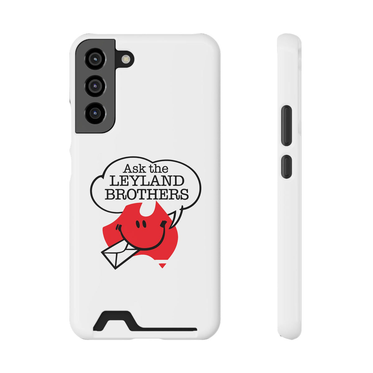 Ask the Leyland Brothers Phone Case with Card Holder — Retro Travel Logo Protective Cover