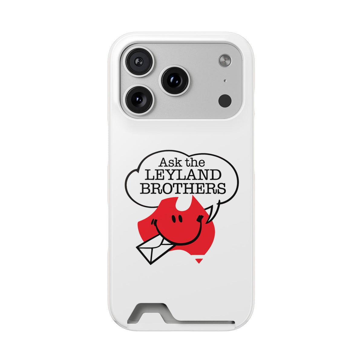 Ask the Leyland Brothers Phone Case with Card Holder — Retro Travel Logo Protective Cover