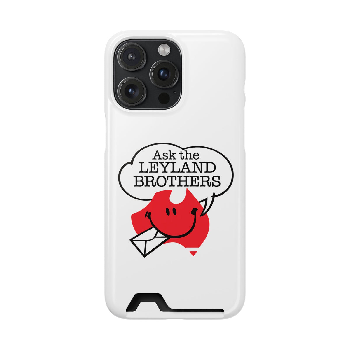 Ask the Leyland Brothers Phone Case with Card Holder — Retro Travel Logo Protective Cover