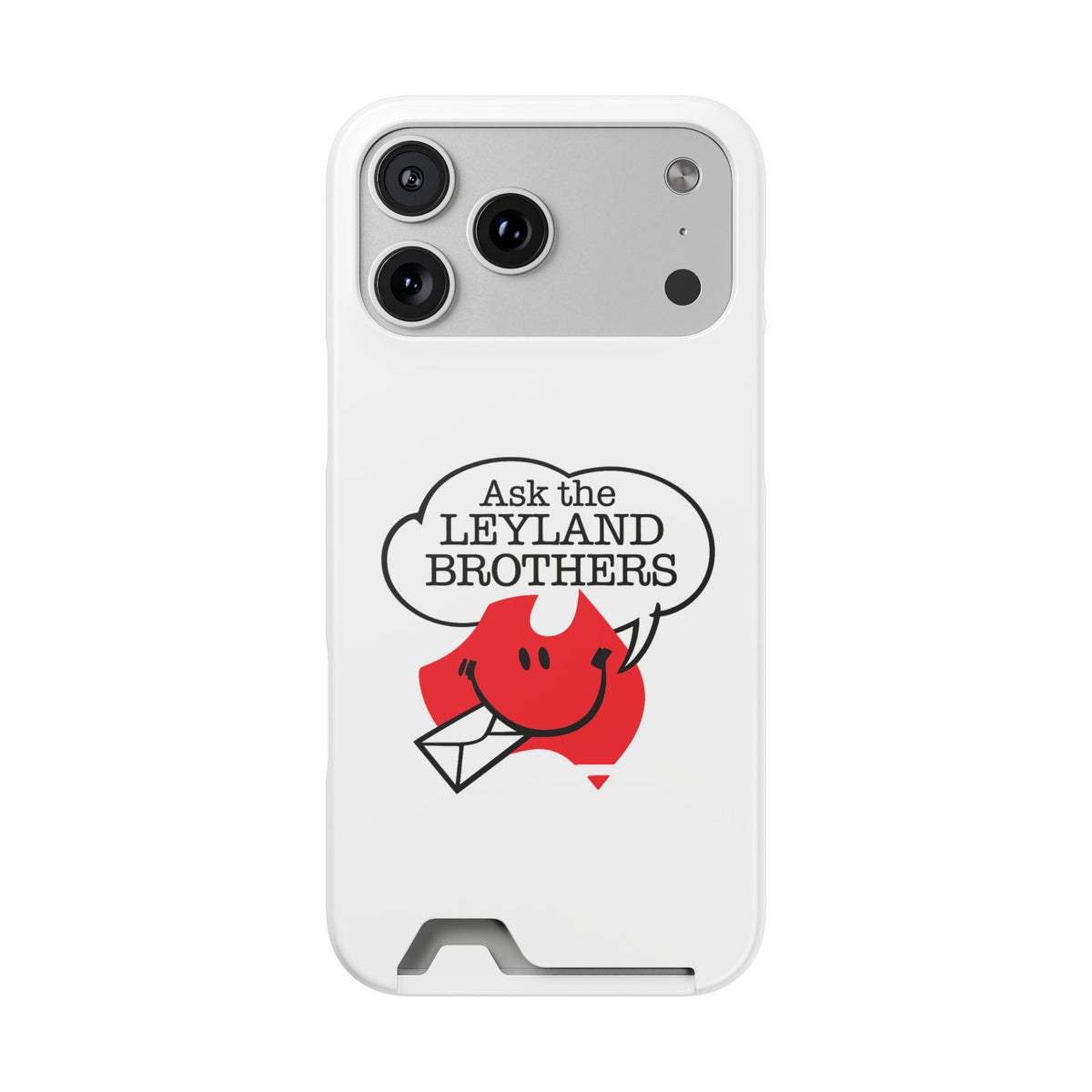 Ask the Leyland Brothers Phone Case with Card Holder — Retro Travel Logo Protective Cover