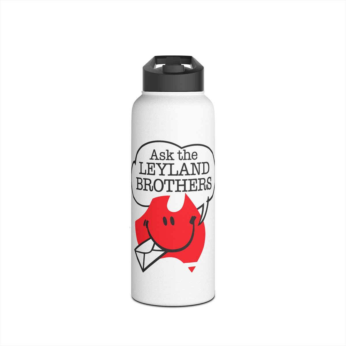 Stainless Water Bottle — “Ask the Leyland Brothers” Retro Smiley Australia Design