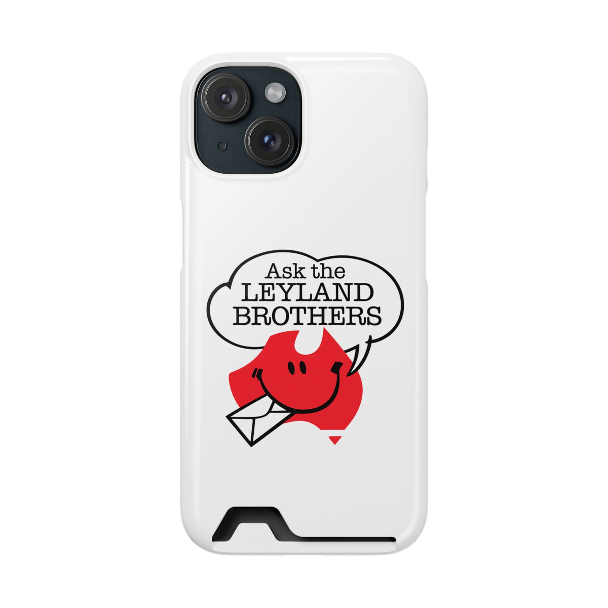Ask the Leyland Brothers Phone Case with Card Holder — Retro Travel Logo Protective Cover