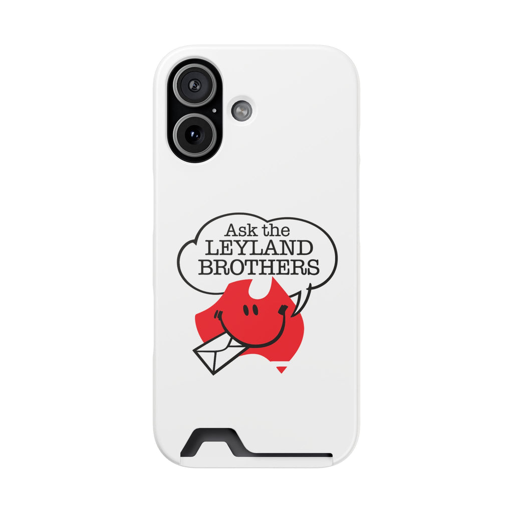 Ask the Leyland Brothers Phone Case with Card Holder — Retro Travel Logo Protective Cover