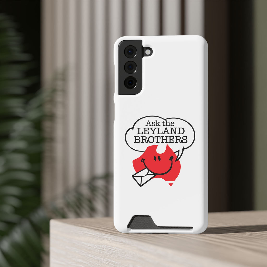 Ask the Leyland Brothers Phone Case with Card Holder — Retro Travel Logo Protective Cover