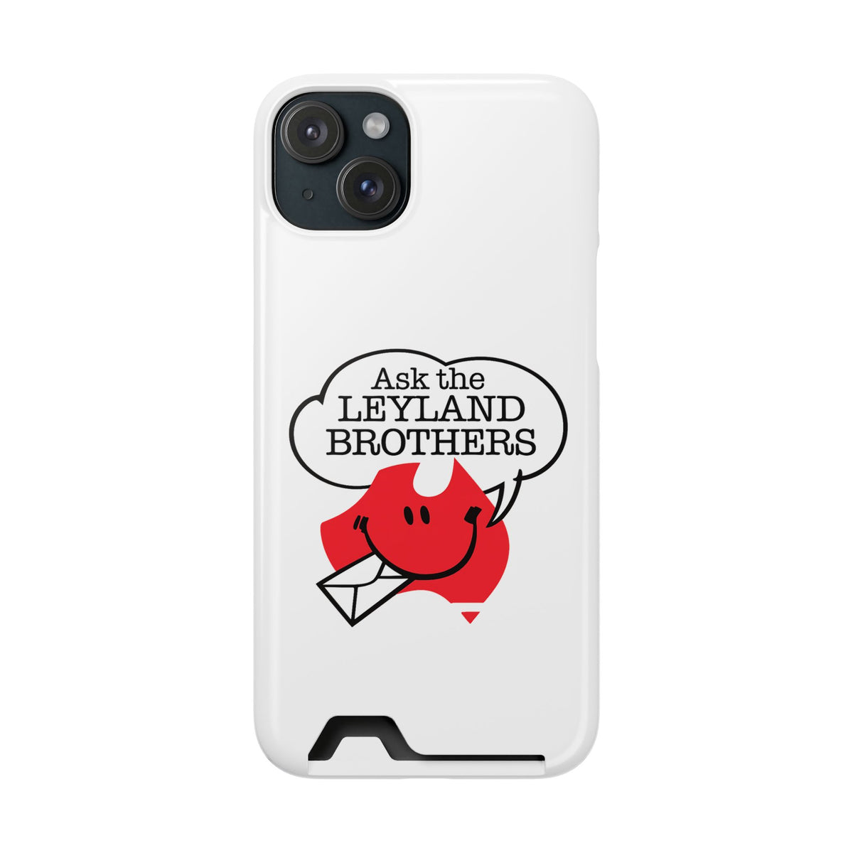 Ask the Leyland Brothers Phone Case with Card Holder — Retro Travel Logo Protective Cover