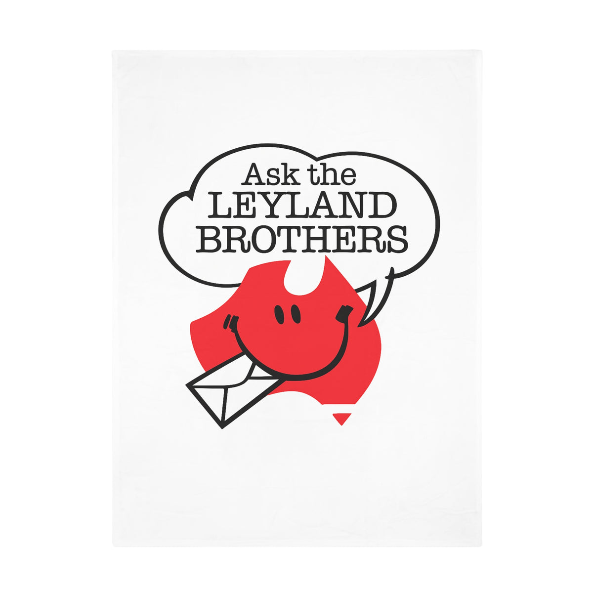 Plush Blanket — "Ask the Leyland Brothers" Retro Aussie Smiley Mail Design