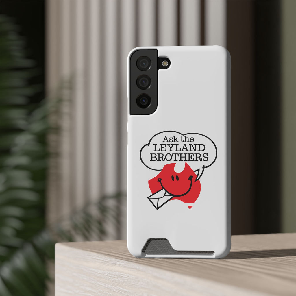 Ask the Leyland Brothers Phone Case with Card Holder — Retro Travel Logo Protective Cover