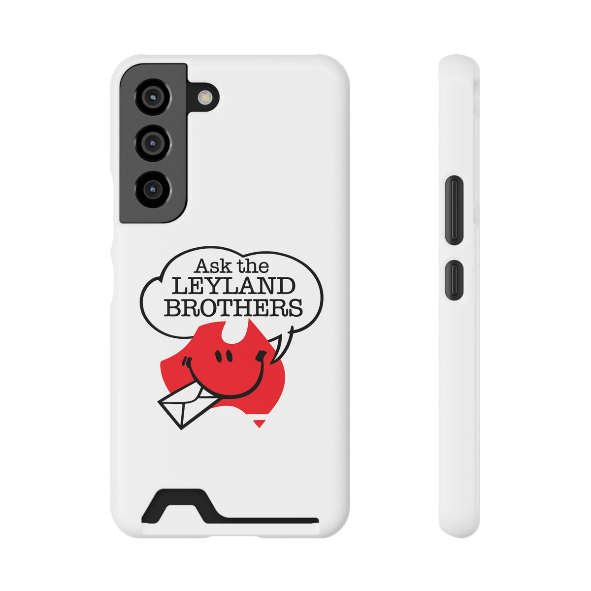 Ask the Leyland Brothers Phone Case with Card Holder — Retro Travel Logo Protective Cover