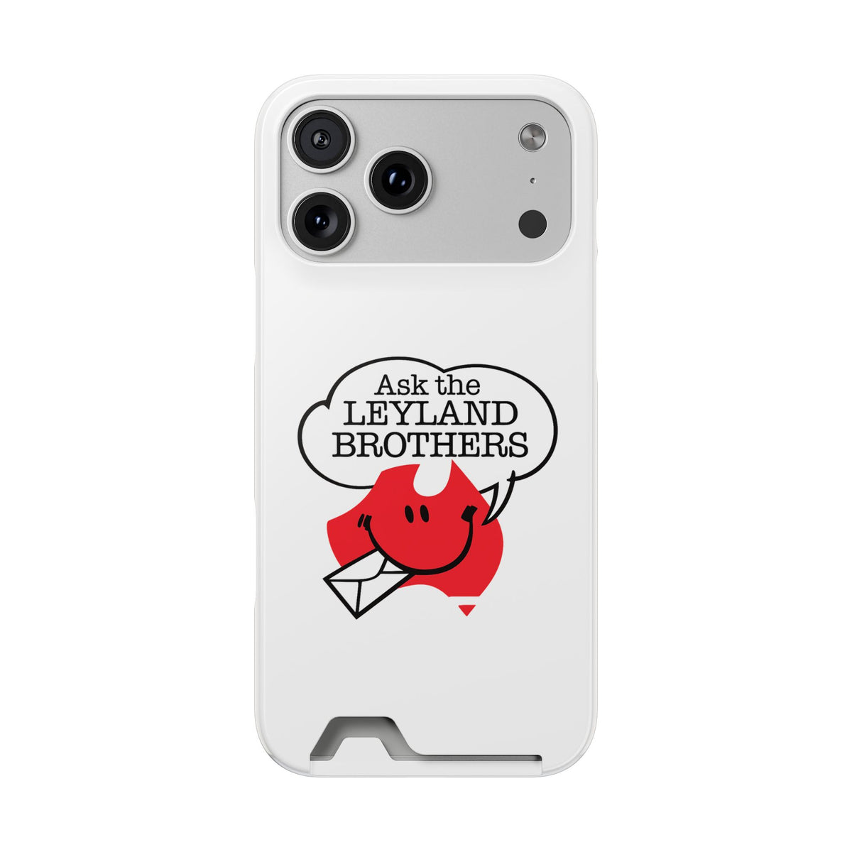Ask the Leyland Brothers Phone Case with Card Holder — Retro Travel Logo Protective Cover