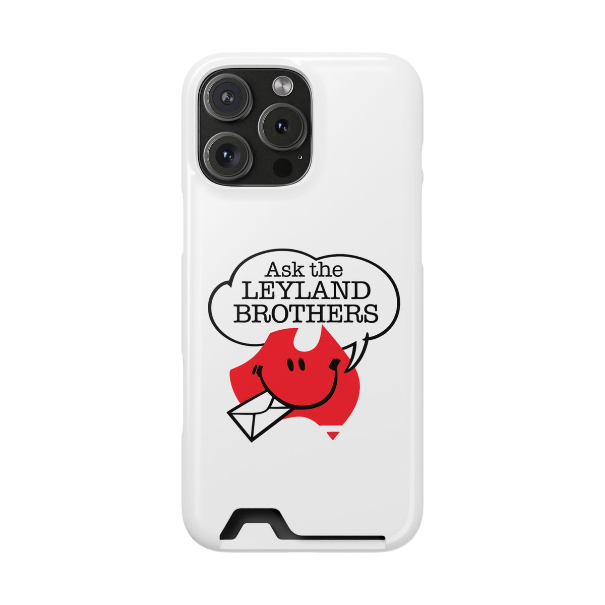 Ask the Leyland Brothers Phone Case with Card Holder — Retro Travel Logo Protective Cover