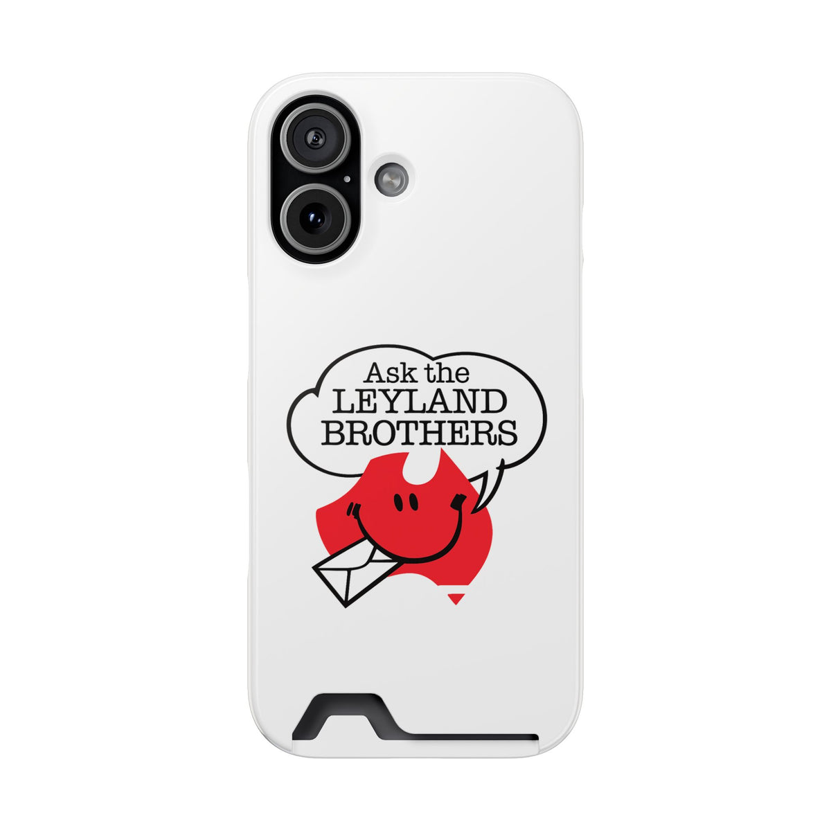 Ask the Leyland Brothers Phone Case with Card Holder — Retro Travel Logo Protective Cover