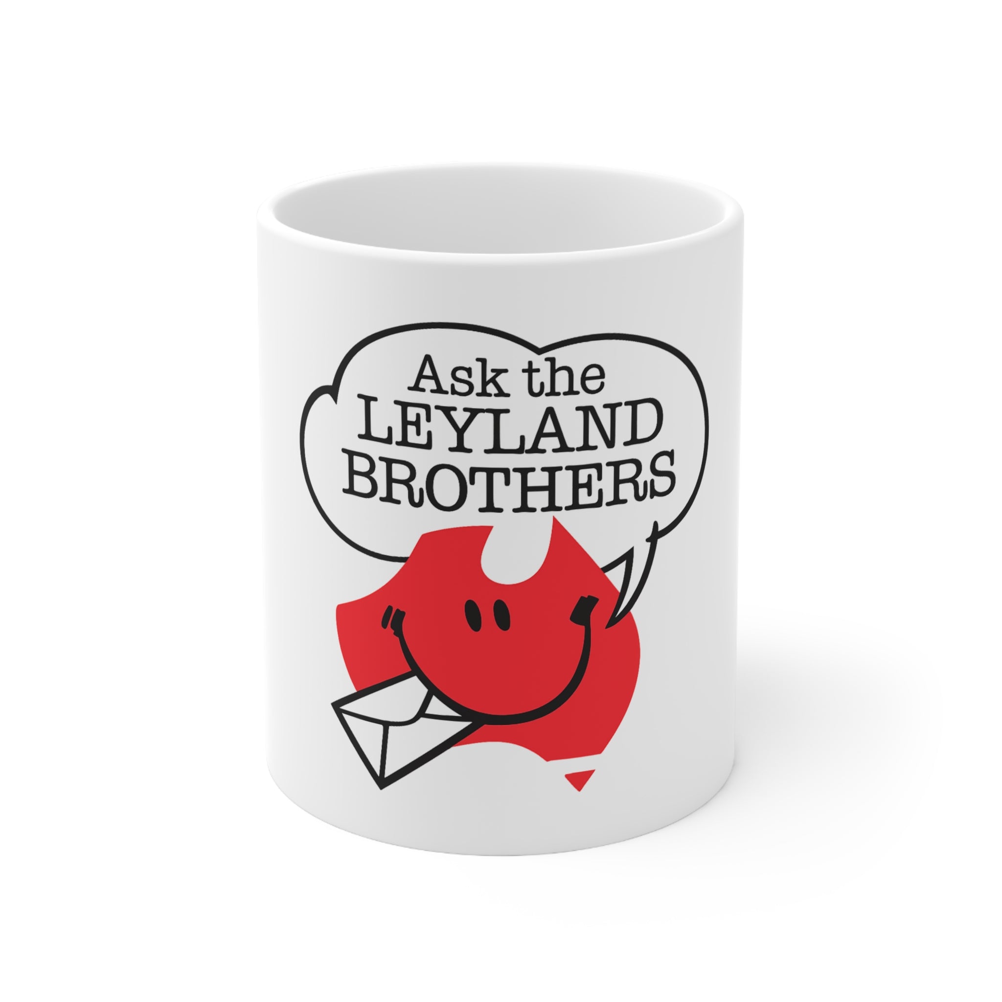 Ask the Leyland Brothers Ceramic Coffee Mug — Retro Aussie Travel Logo, 11oz & 15oz